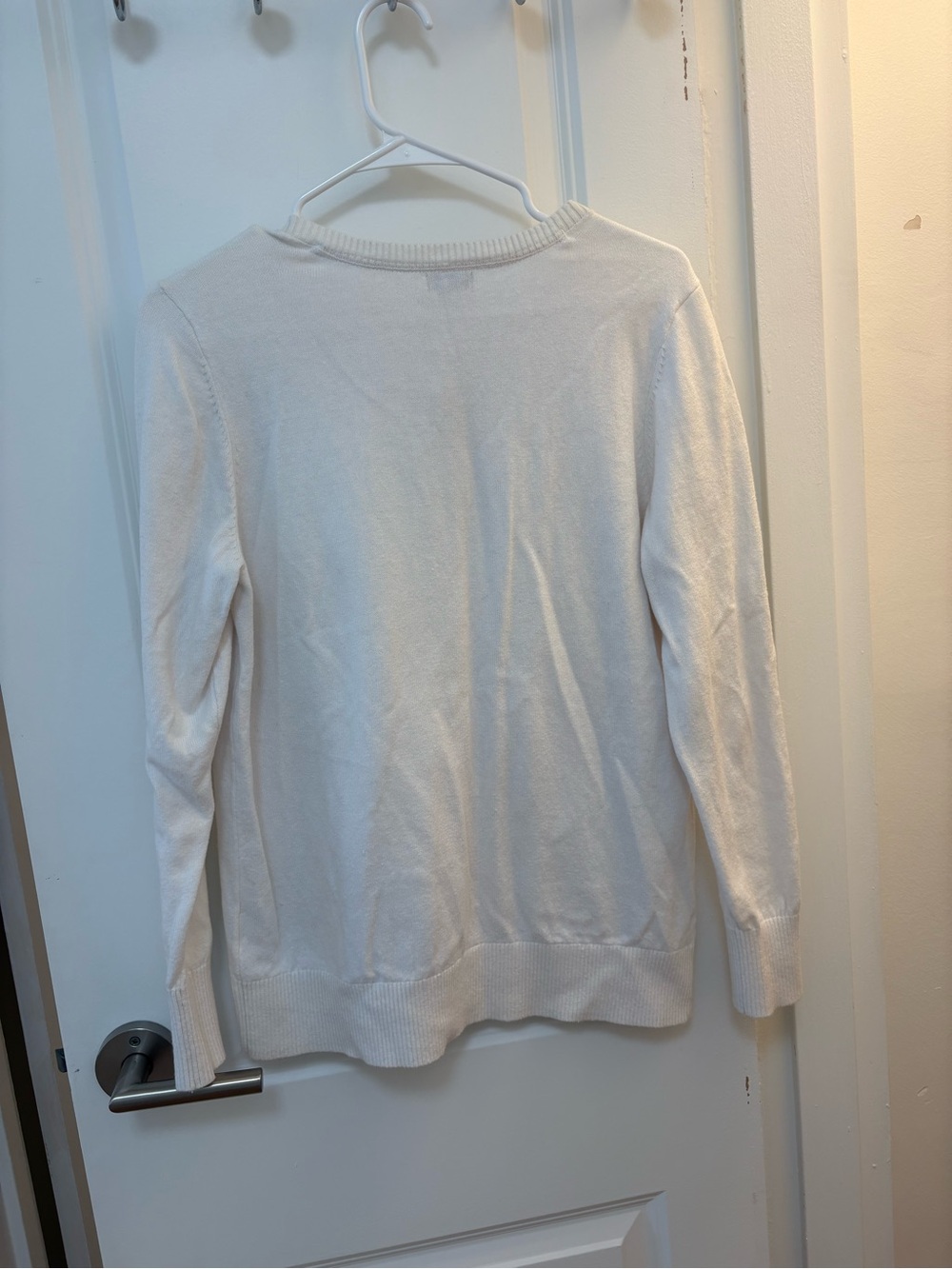 L.L. Bean Cream Button-Front Cotton Cardigan - Picture 3 of 3
